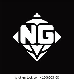 NG Logo monogram with circle shape and square rotate rounded design template on black background