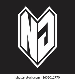 NG Logo monogram with emblem line style isolated on black background