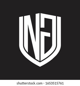 NG Logo monogram with emblem shield design isolated on black background