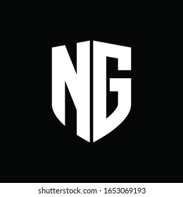 NG logo monogram with shield shape design template