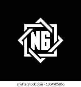 NG monogram logo with abstract square around design template