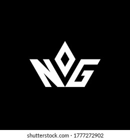 Logo de NG en monograma con forma de corona plantilla de diseño de estilo de lujo