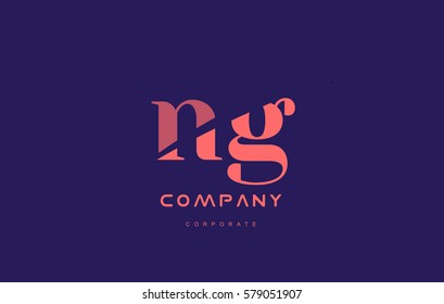 ng n g alphabet small letter blue pink creative design vector company logo icon template 