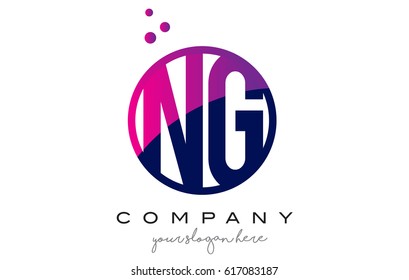 NG N G Circle Letter Logo Design with Purple Magenta Dots Bubbles Vector Illustration