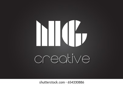NG N G Creative Letter Logo Design With White and Black Lines.