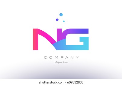 ng n g  creative pink purple blue modern dots creative alphabet gradient company letter logo design vector icon template