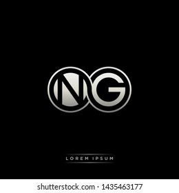 NG N G initial letter linked circle capital monogram logo modern template silver color edition