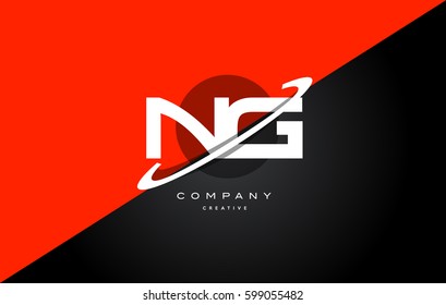 ng n g  red black white technology swoosh alphabet company letter logo design vector icon template 