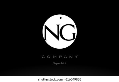 NG N G simple black white circle background alphabet company logo design vector icon template