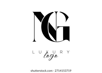 NG Serif Letter Monogram Typography Logo for Elegant Premium Branding Identity