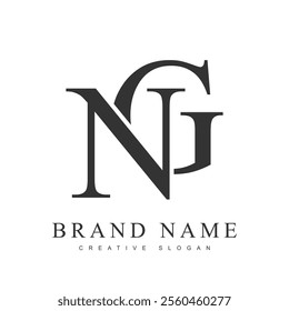 NG trendy logotype template. Initial letter n and g classic font style. Creative logo for company name or identity. Vector illustration.