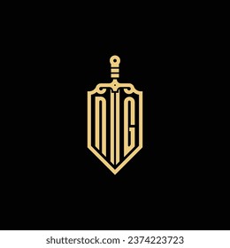 NG vintage shield and sword initial logo in high quality professional design that will print well across any print media