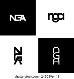nga typography letter monogram logo design set