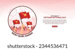 Ngay Quoc Khanh or Vietnam National Day background with waving flag and fireworks