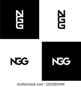 conjunto de diseño inicial del logotipo del monograma de la letra ngg