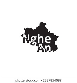 Nghe An map and black lettering design on white background