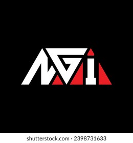 NGI triangle letter logo design with triangle shape. NGI triangle logo design monogram. NGI triangle vector logo template with red color. NGI triangular logo Simple, Elegant, and Luxurious design.