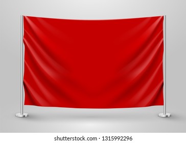 nging empty red flag. Presentation or photo scene. Vector illustration.