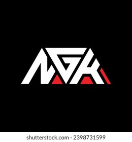 NGK triangle letter logo design with triangle shape. NGK triangle logo design monogram. NGK triangle vector logo template with red color. NGK triangular logo Simple, Elegant, and Luxurious design.