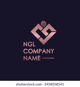 Logotipo de LGN, diseño del logotipo de bienes raíces, mano con el símbolo del amor con el logotipo de la construcción, logotipo del color del bronce.