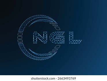Diseño de Vector de logotipo de letra poli baja NGL. Diseño de logotipo de poliéster inferior NGL. Logotipo de poliéster bajo.
