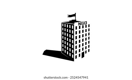 NGO Building, black isolated silhouette