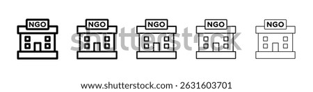 NGO Building icon in black. Vector illustration for graphic design