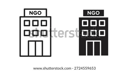 NGO Building icon in doodle and stroke style.