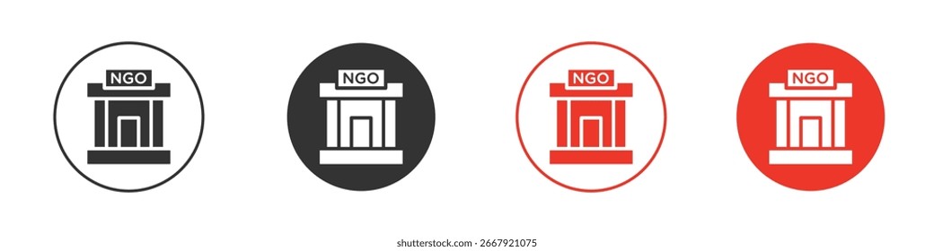 Icono del edificio de la ONG para el logotipo, símbolo de la muestra del Vector para el diseño
