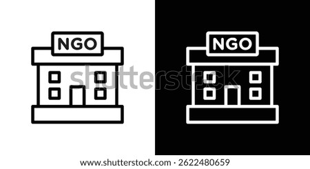 NGO Building icon shape graphic simple plain clipart symbol. thin line outline art