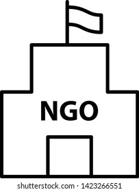 NGO building icon, vector line illustration