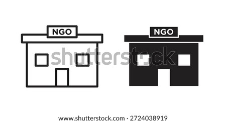 NGO Building icons, Line vector. solid symbol set