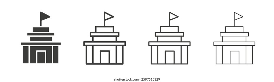 NGO Building vector icon set in black and white color.