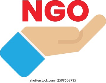 Ngo Charity Help Icon Vector Flat Illustration