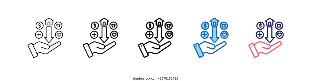 Ngo-Symbol in 5 verschiedenen Stilen Set Sammlung.