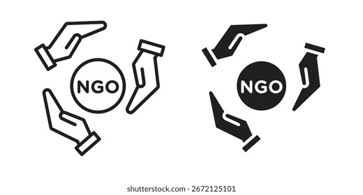 NGO icon Black and White Vector Graphic