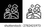 NGO icon illustrating rural development and community growth humanitarian projects.