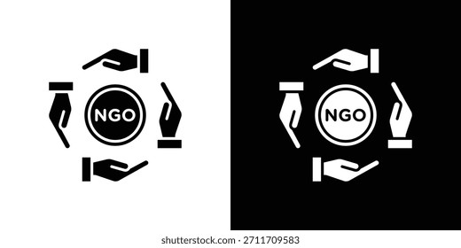 COLECCIÓN de conjunto de iconos de ONG. Silueta de Vector.