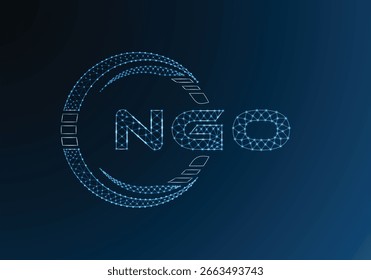 Diseño de Vector de logotipo de letra poli baja de ONG. Diseño de logotipo de poliéster inferior de ONG. Logotipo de poliéster bajo.