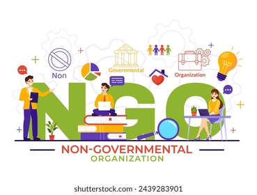 NGO or Non-Governmental Organization Vector Illustration to Serve Specific Social and Political Needs in Flat Cartoon Background