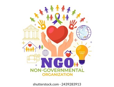 NGO or Non-Governmental Organization Vector Illustration to Serve Specific Social and Political Needs in Flat Cartoon Background
