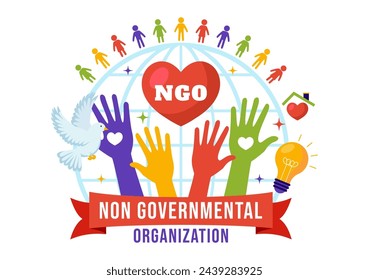 NGO or Non-Governmental Organization Vector Illustration to Serve Specific Social and Political Needs in Flat Cartoon Background