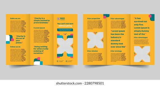 NGO trifold brochure template. A clean, modern, and high-quality design tri fold brochure vector design. Editable and customize template brochure
