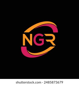 NGR letter logo design on black background