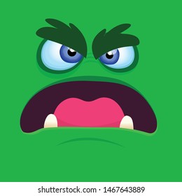 Ngry cartoon monster face expression. Vector illustration