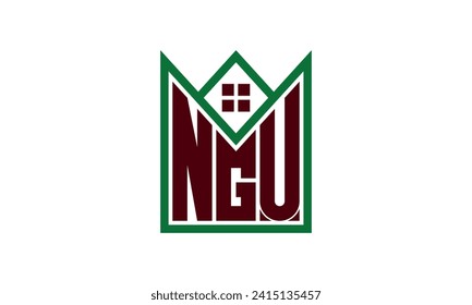 NGU initial letter real estate builders logo design vector. construction ,housing, home marker, property, building, apartment, flat, compartment, business, corporate, house rent, rental, commercial 