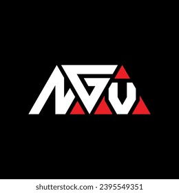 NGV triangle letter logo design with triangle shape. NGV triangle logo design monogram. NGV triangle vector logo template with red color. NGV triangular logo Simple, Elegant, and Luxurious design.