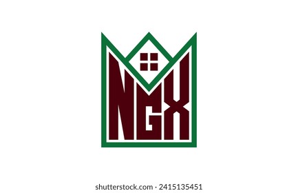 NGX initial letter real estate builders logo design vector. construction ,housing, home marker, property, building, apartment, flat, compartment, business, corporate, house rent, rental, commercial 