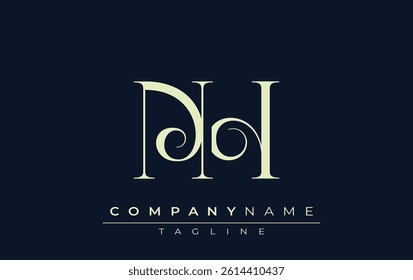 NH abstract Logo. Elegantly Designed Minimalist Monogram Logo with Stylish Lettering. Sophisticated and sleek minimalist monogram showcasing unique lettering design.