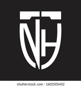 NH Abstract logo monogram with emblem style isolated on black background